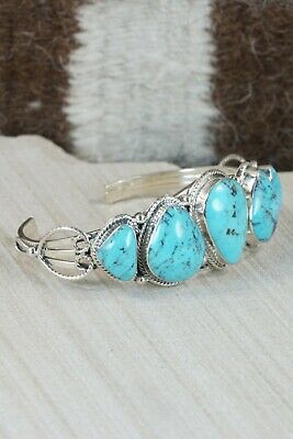 Navajo Turquoise and Sterling Silver Bracelet - Tom Lewis