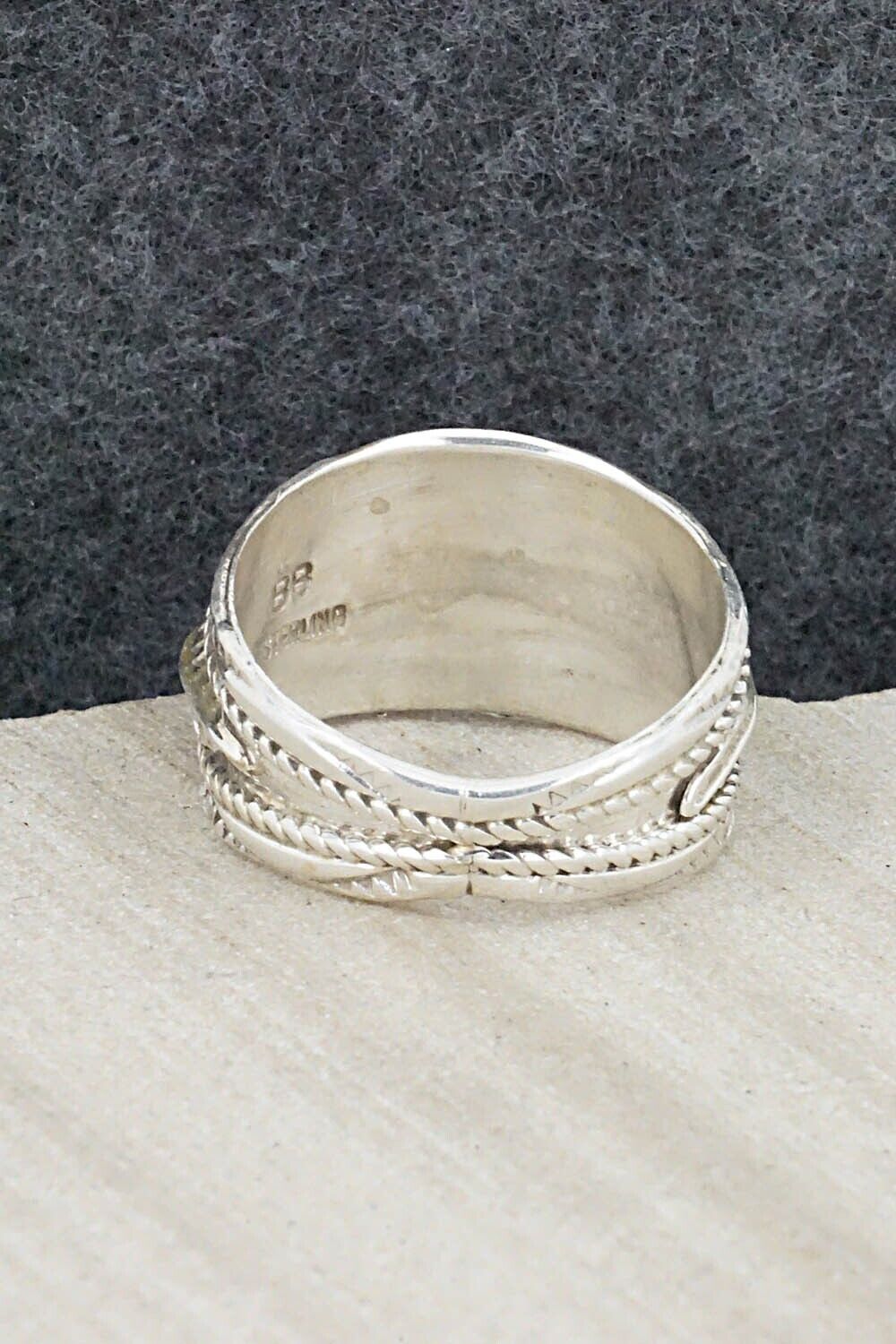 Turquoise, Coral and Sterling Silver Ring - Betty Begay - Size 11.75