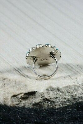 Navajo Turquoise and Sterling Silver Ring - Justina Wilson - Size 7.25 - High Lonesome Trading