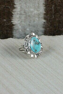 Navajo Turquoise and Sterling Silver Ring - Samuel Yellowhair - Size 6.5