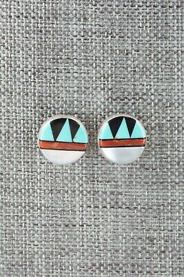 Multi Stone Inlay & Sterling Silver Earrings - Tyronne Martinez