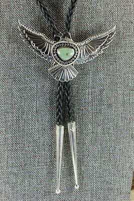 Navajo Turquoise & Sterling Silver Eagle Bolo Tie - Jereme Delgarito