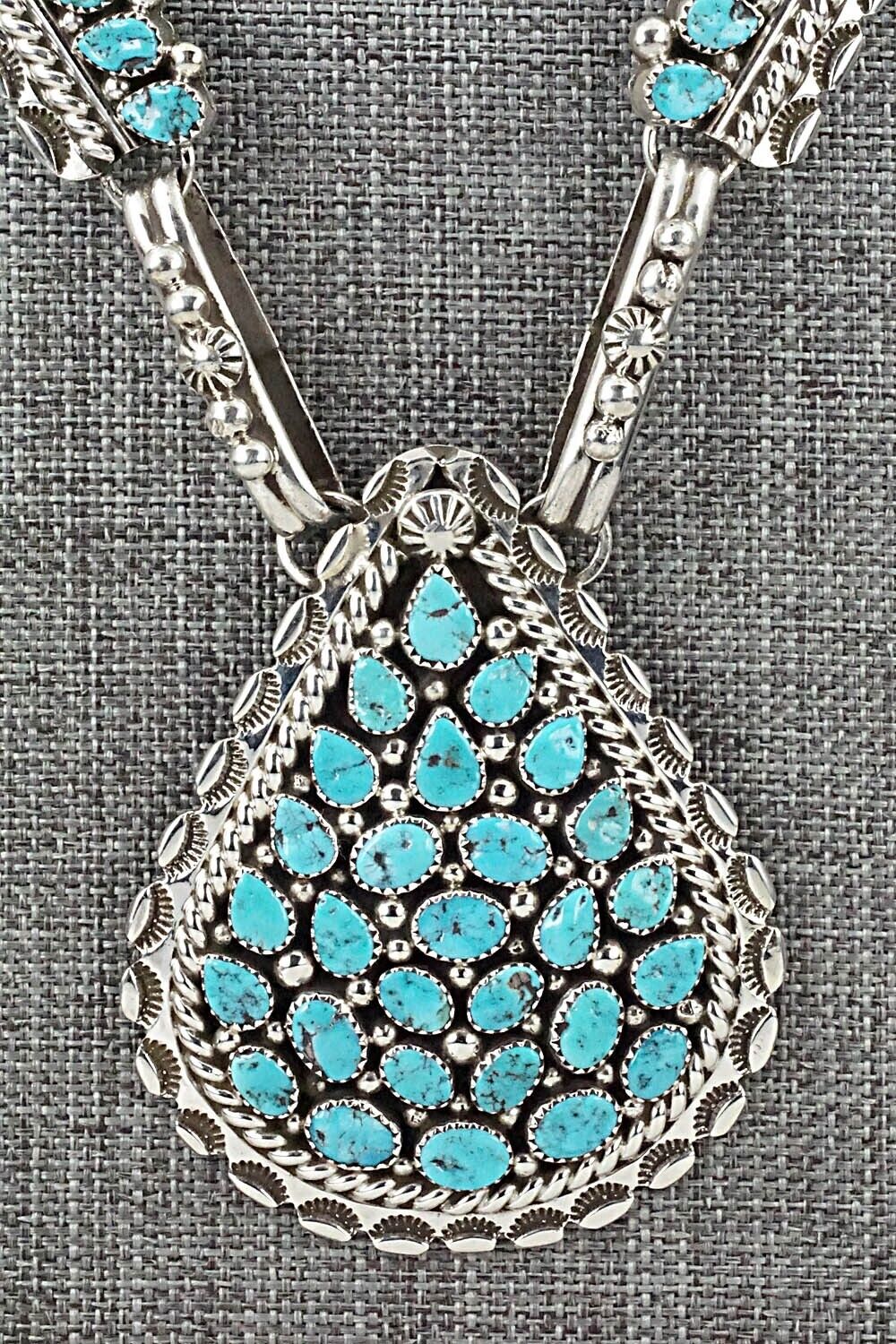 Turquoise & Sterling Silver Necklace and Earrings Set - Tina Jones