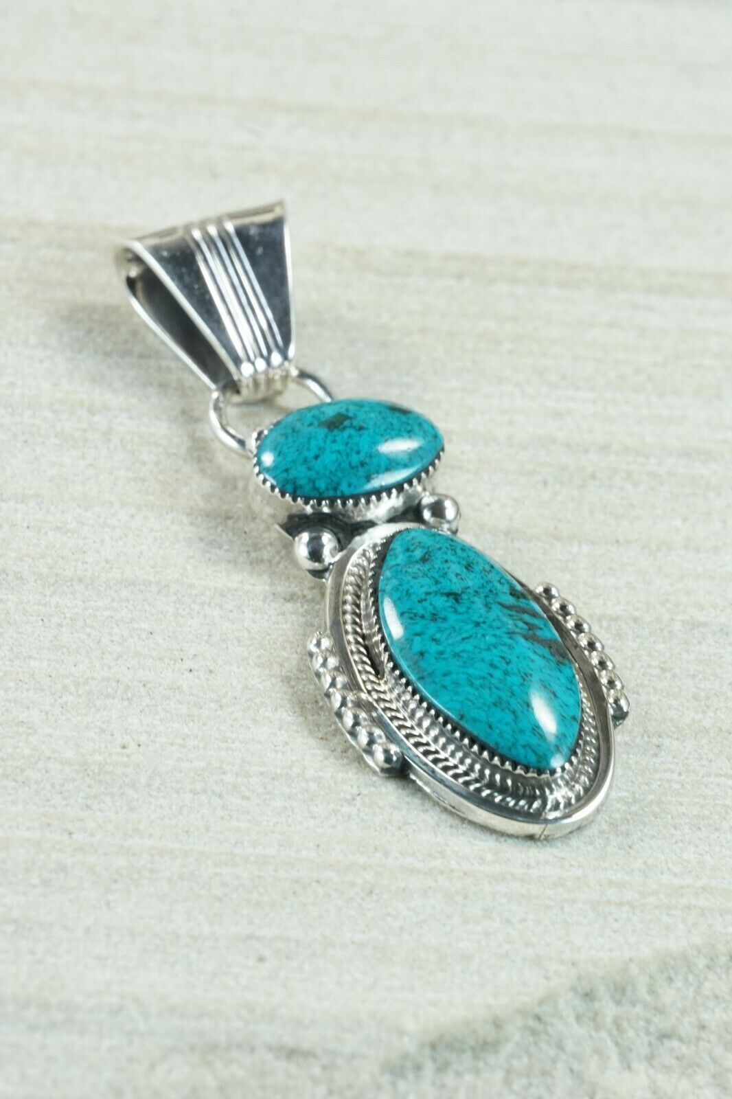 Navajo Turquoise and Sterling Silver Pendant - Bobby Platero