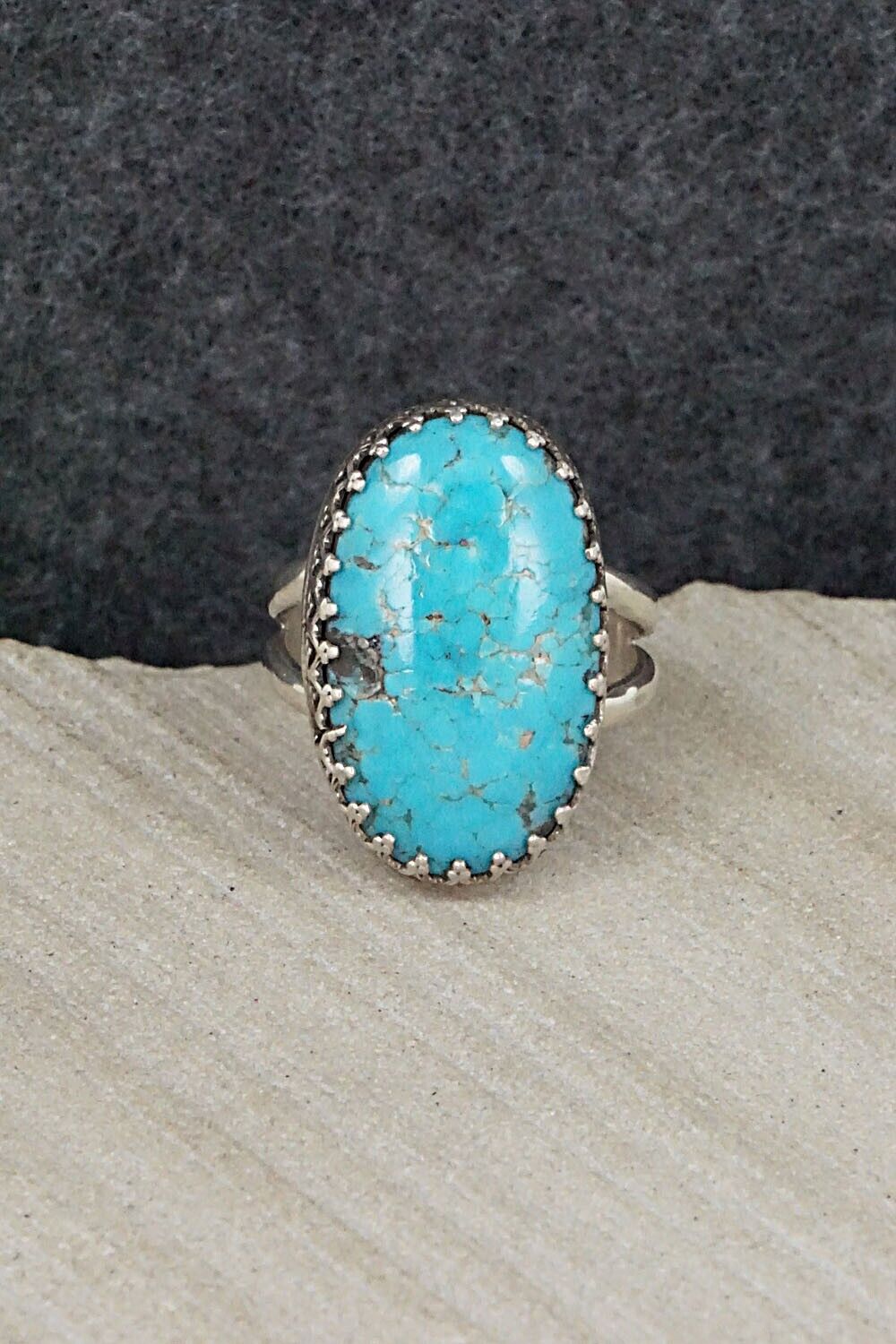 Turquoise & Sterling Silver Ring - Matilda Chattin - Size 7.5