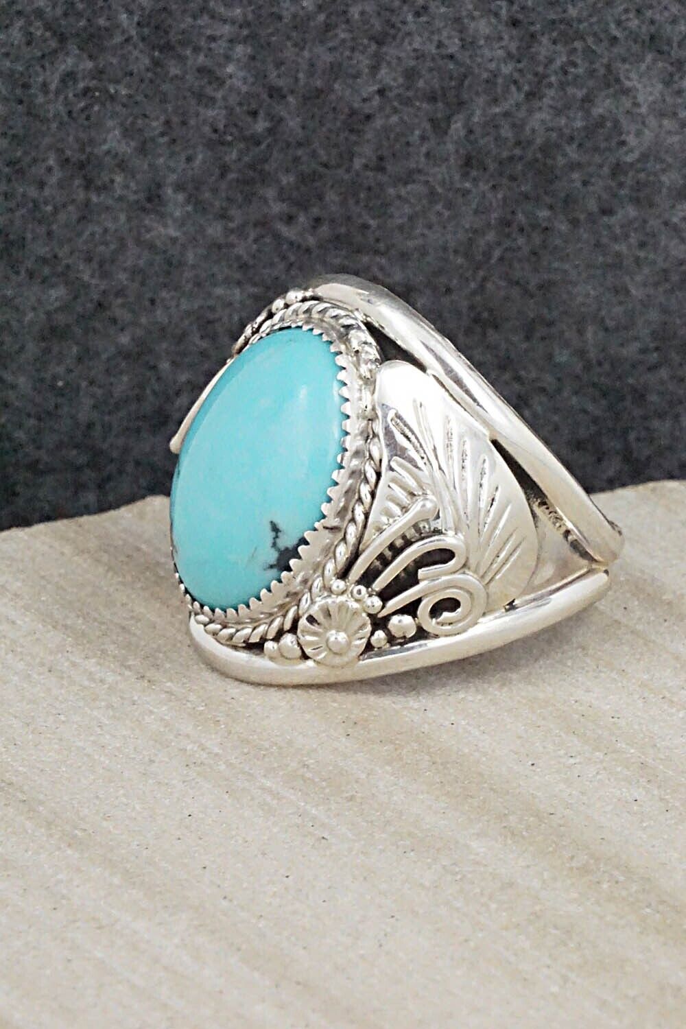 Turquoise & Sterling Silver Ring - Leonard Spencer - Size 12