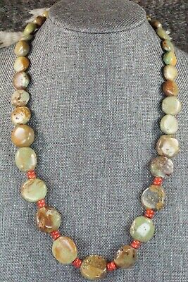 Turquoise, Coral & Sterling Silver Necklace - Navajo