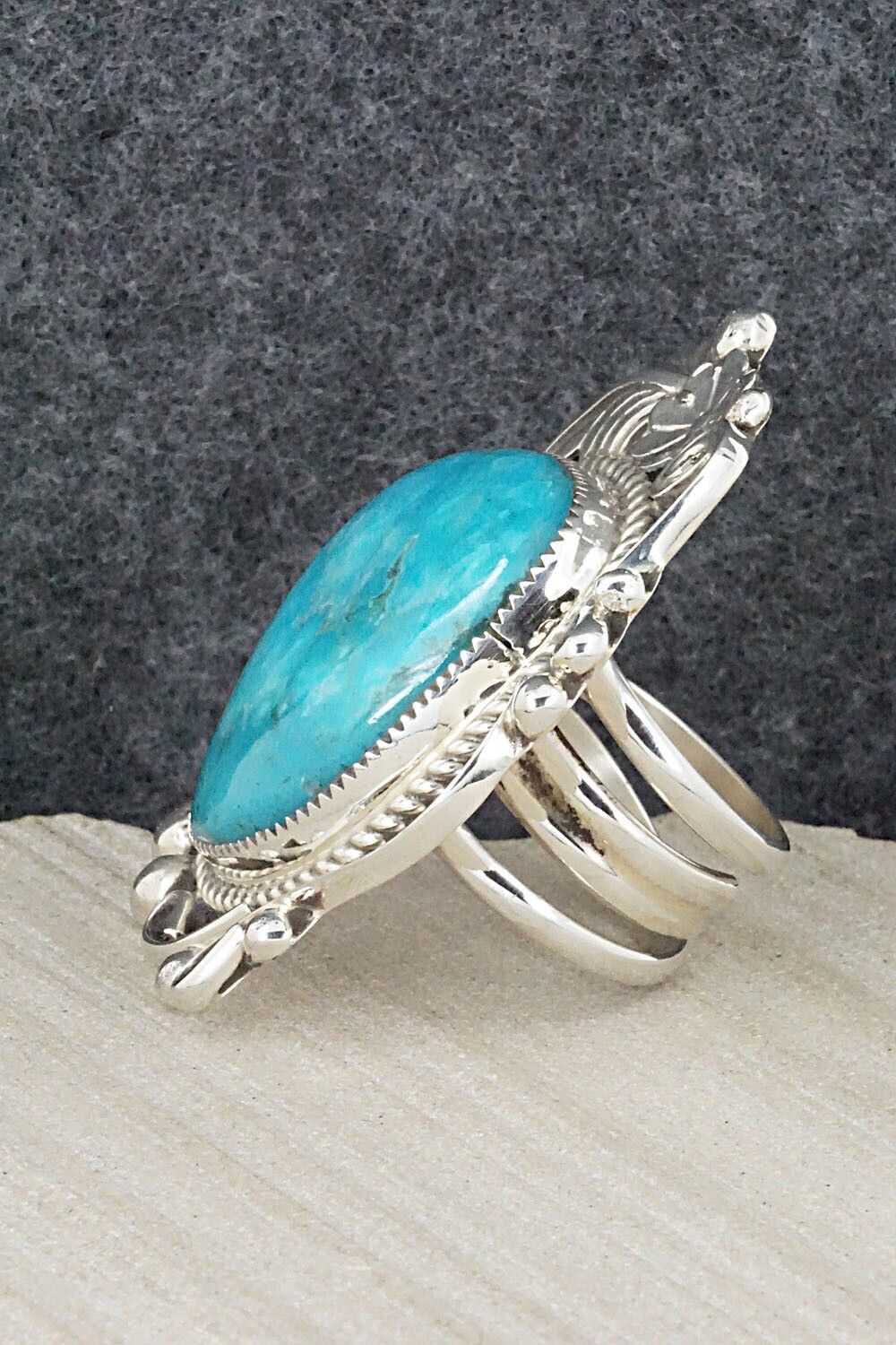 Turquoise and Sterling Silver Ring - Ray Nez - Size 7.5 (Adj.)