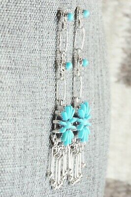 Turquoise & Sterling Silver Earrings - Mildred Ukestine