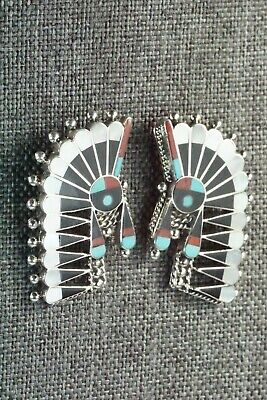 Multi Stone Inlay & Sterling Silver Earrings - Fabian Cellicion