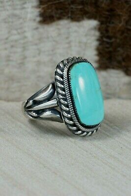 Navajo Turquoise & Sterling Silver Ring - Bobby Platero - Size 10.5