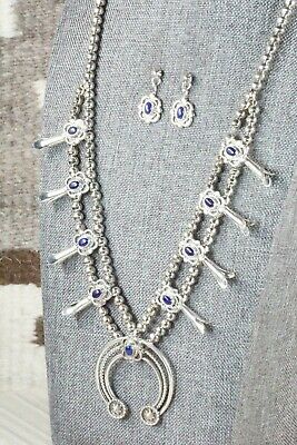 Lapis & Sterling Silver Squash Blossom & Earrings - Tom Lewis