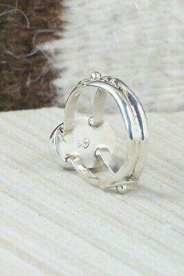 Coral & Sterling Silver Ring - Navajo - Size 7.5
