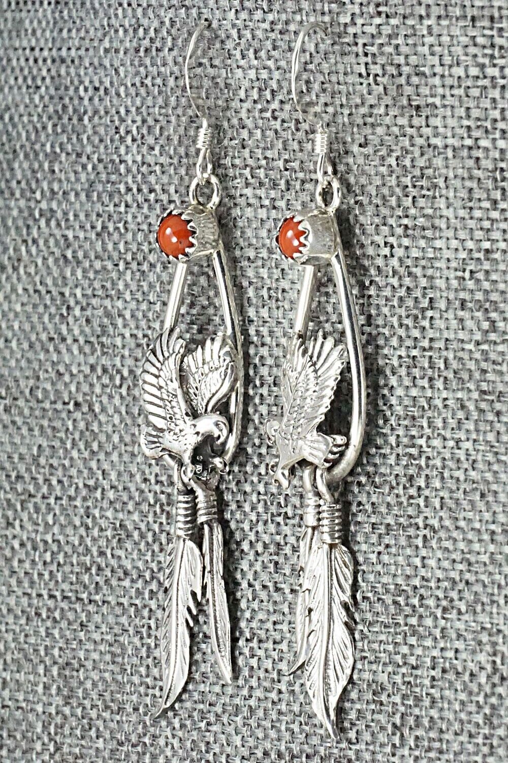 Coral & Sterling Silver Earrings - Elaine Shirley