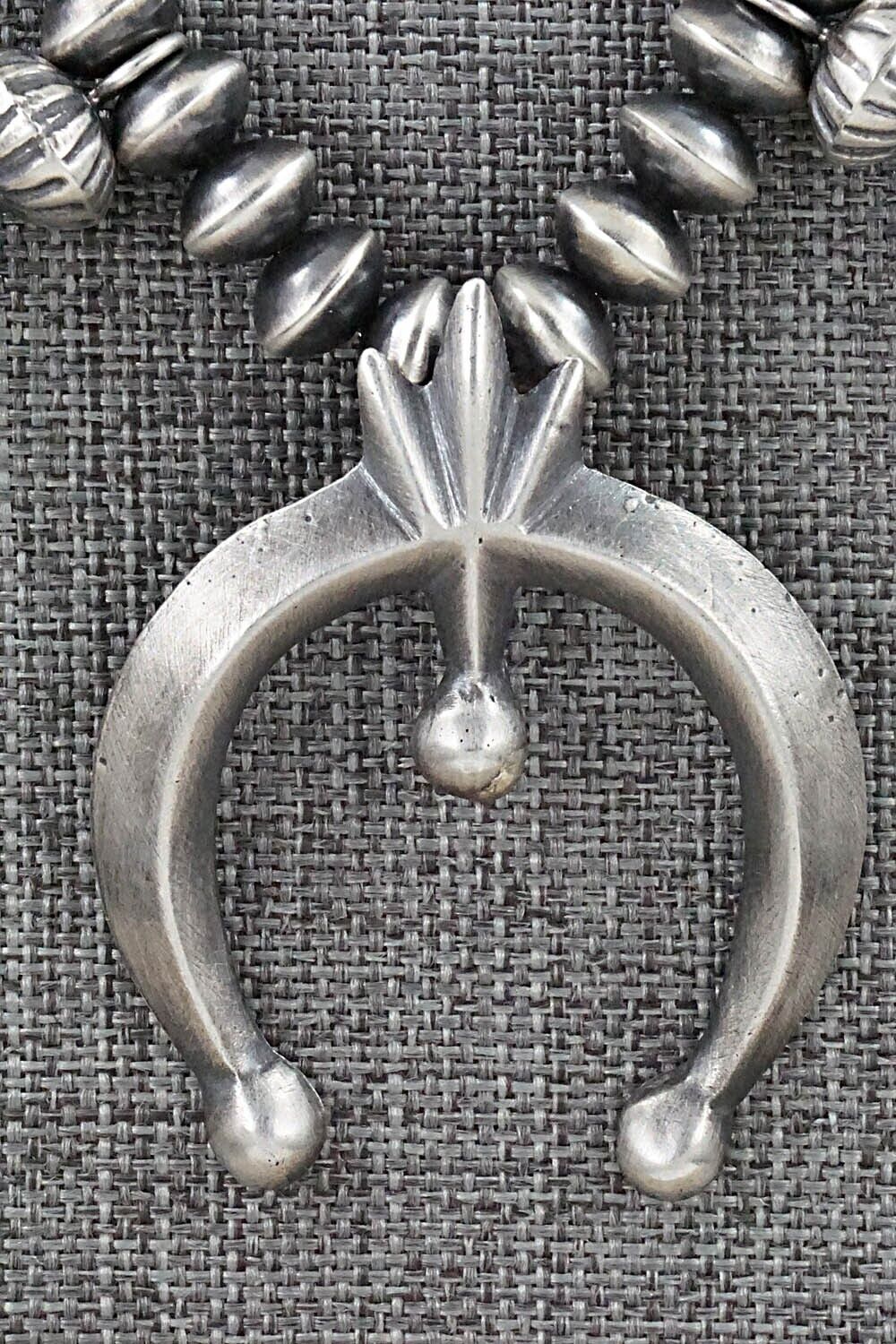 Sterling Silver Navajo Pearl Squash Blossom Necklace - Presley Haley