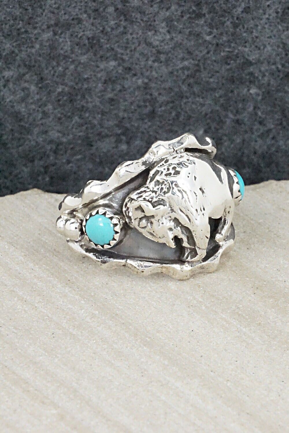 Turquoise & Sterling Silver Ring - Genevieve Francisco - Size 10.5