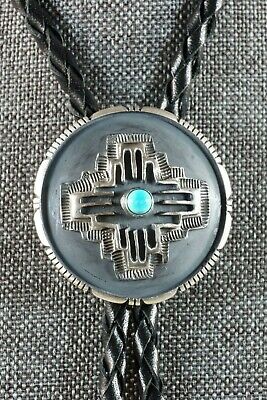 Navajo Turquoise and Sterling Silver Zia Bolo Tie - Daniel Benally - High Lonesome Trading