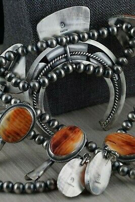 Navajo Spiny Oyster & Sterling Silver Squash Blossom - Raymond Delgarito - High Lonesome Trading