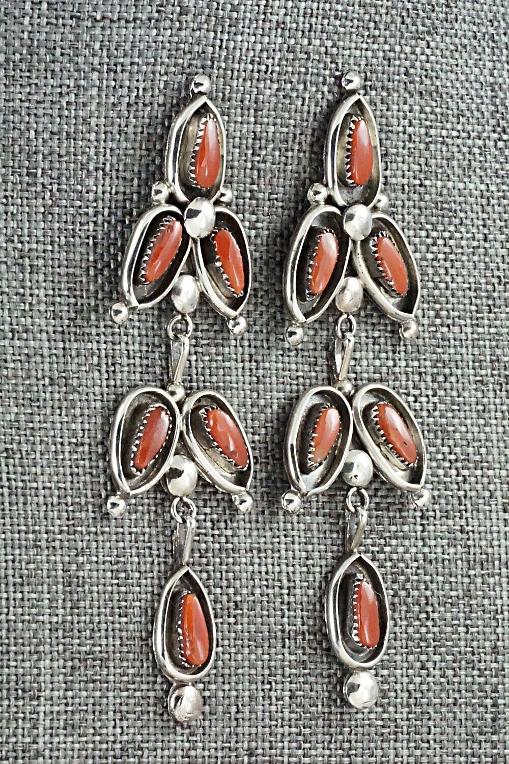 Coral & Sterling Silver Earrings - Viola Bobelu