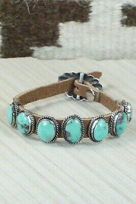 7 Stone Turquoise, Sterling Silver and Leather Bracelet - Jimmy Emerson - High Lonesome Trading