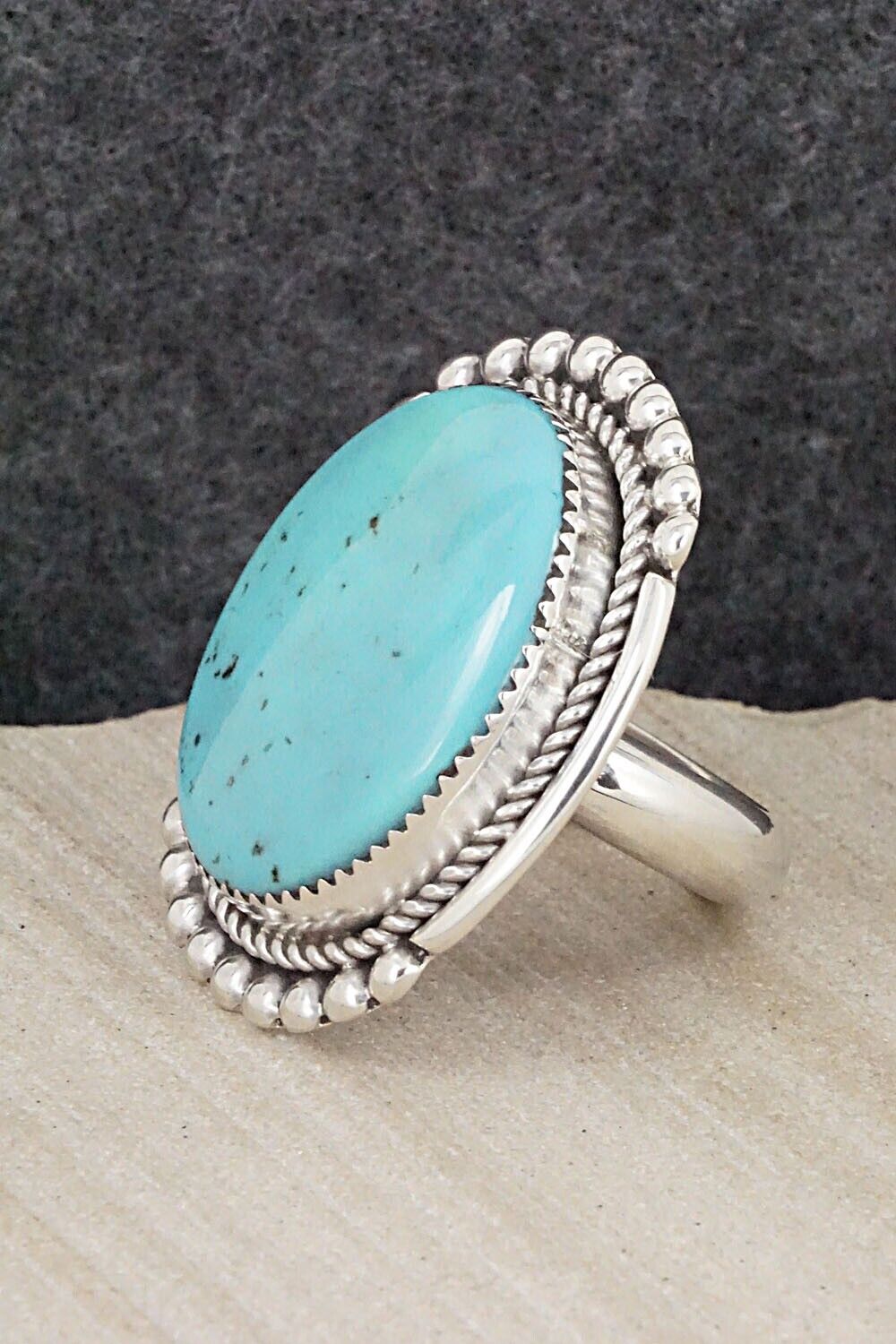 Turquoise & Sterling Silver Ring - Kenny Calavaza - Size 10