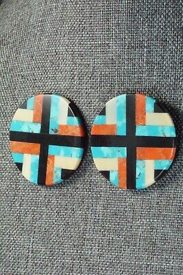 Multi Stone Inlay & Sterling Silver Earrings - Chaslyn Crespin