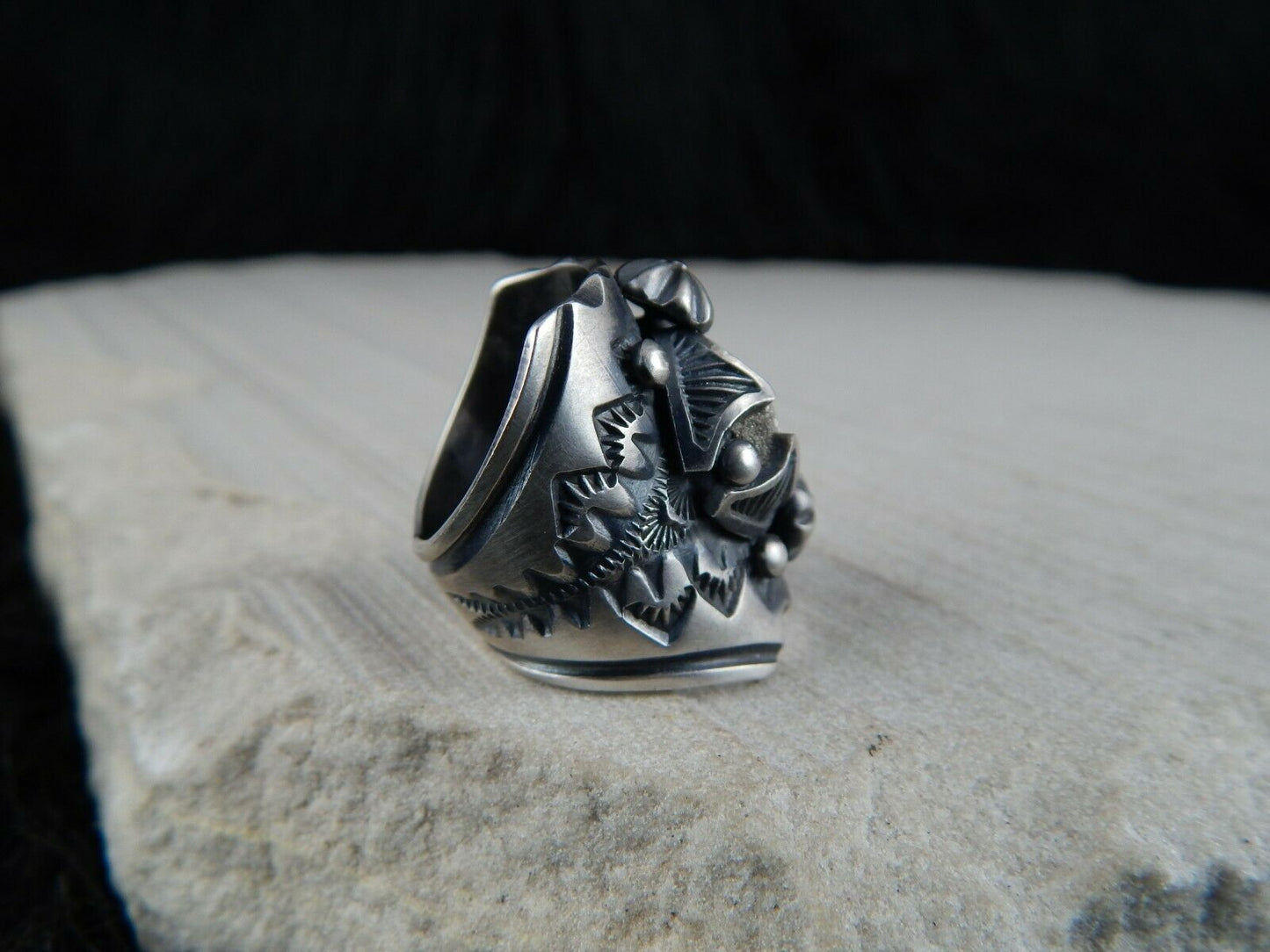 Navajo Sterling Silver Ring - Delbert Gordon - Native American - Size 7.5 - High Lonesome Trading