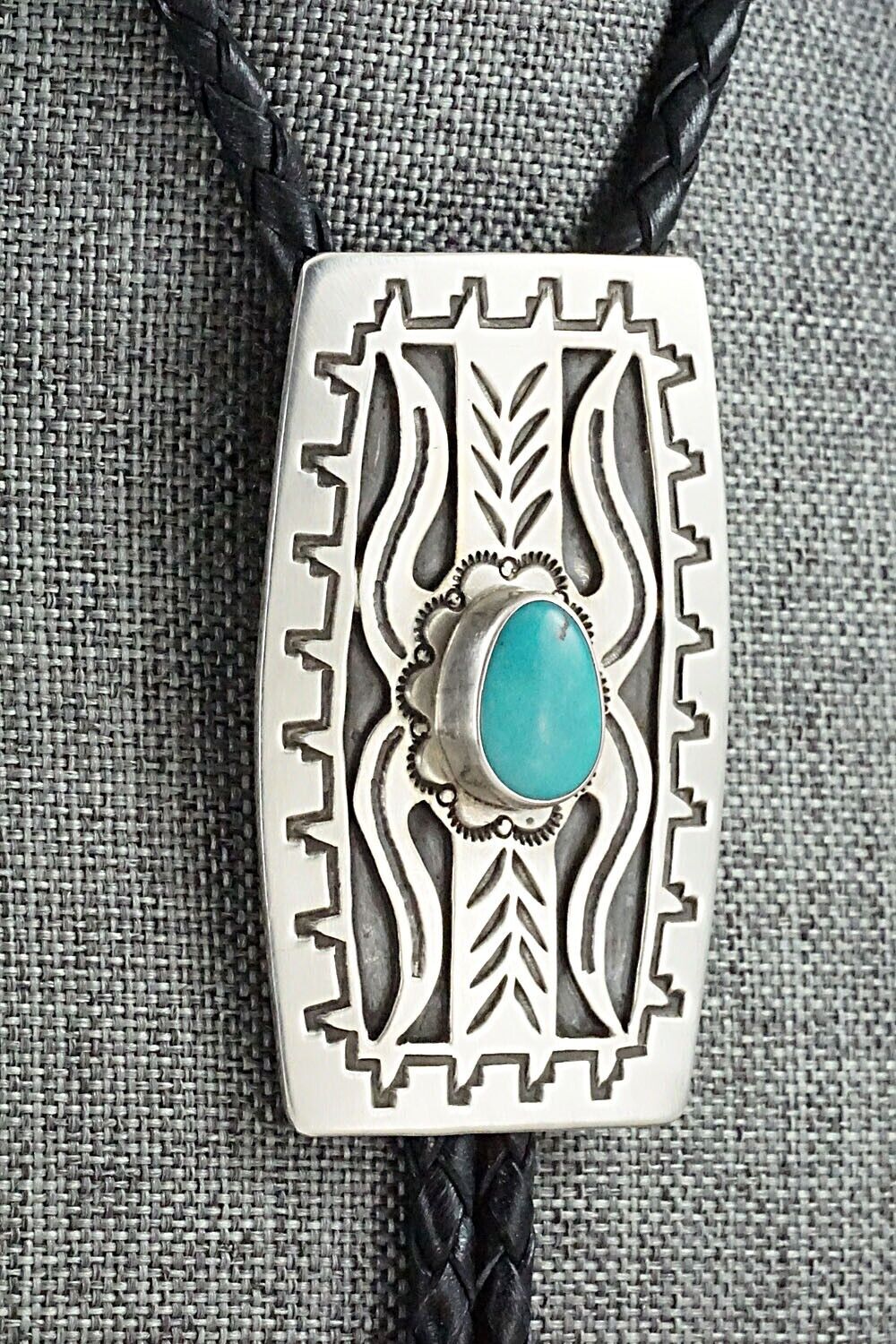 Turquoise & Sterling Silver Bolo Tie - Glenn Billie