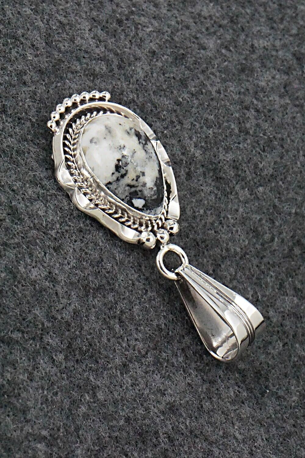 White Buffalo & Sterling Silver Pendant - Samuel Yellowhair