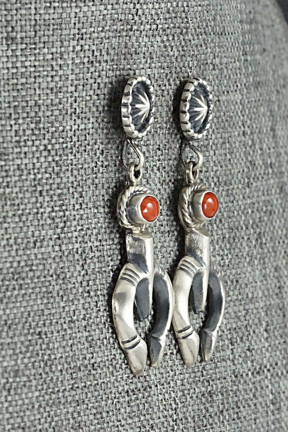 Coral & Sterling Silver Earrings - Annie Spencer