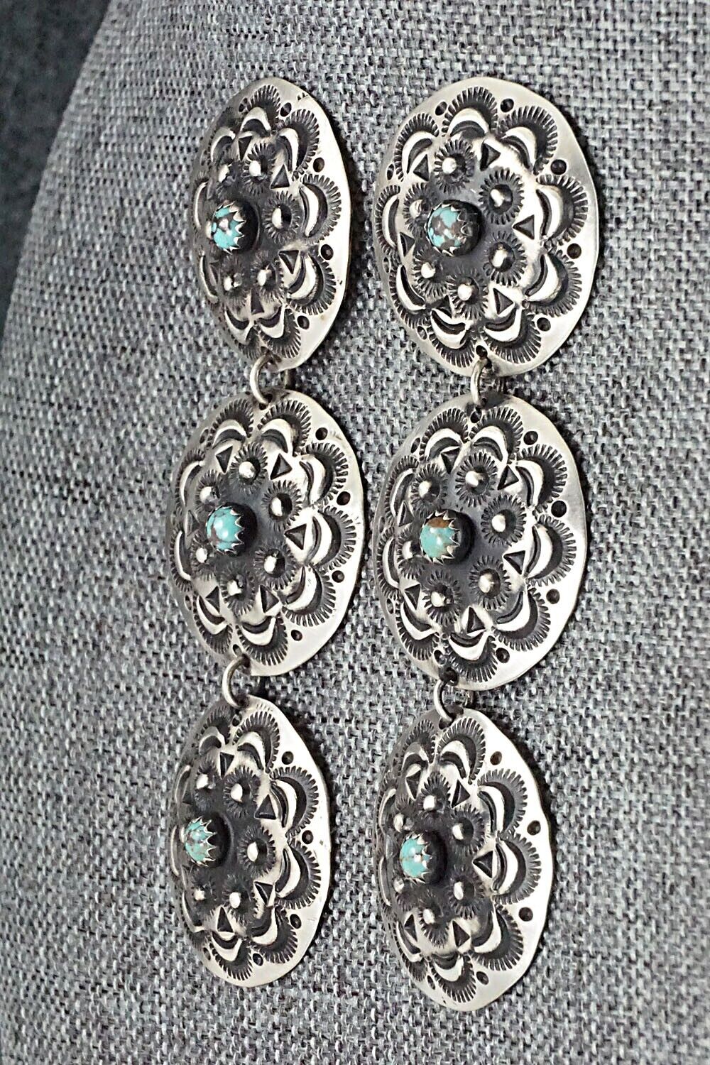 Turquoise & Sterling Silver Earrings - Leander Tahe