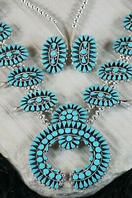 Zuni Turquoise & Sterling Silver Squash Blossom Set - Delbert Chavez - High Lonesome Trading