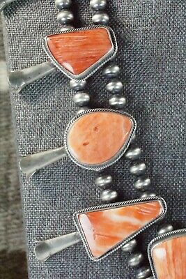 Spiny Oyster & Sterling Silver Squash Blossom Set - Raymond Delgarito