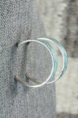 Turquoise & Sterling Silver Hoop Earrings - Tina Haloo - High Lonesome Trading