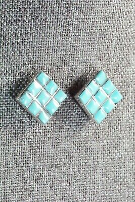 Turquoise & Sterling Silver Earrings - Charles Malani - High Lonesome Trading