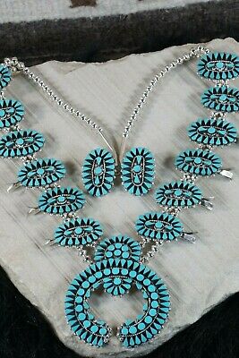 Zuni Turquoise & Sterling Silver Squash Blossom Set - Delbert Chavez - High Lonesome Trading