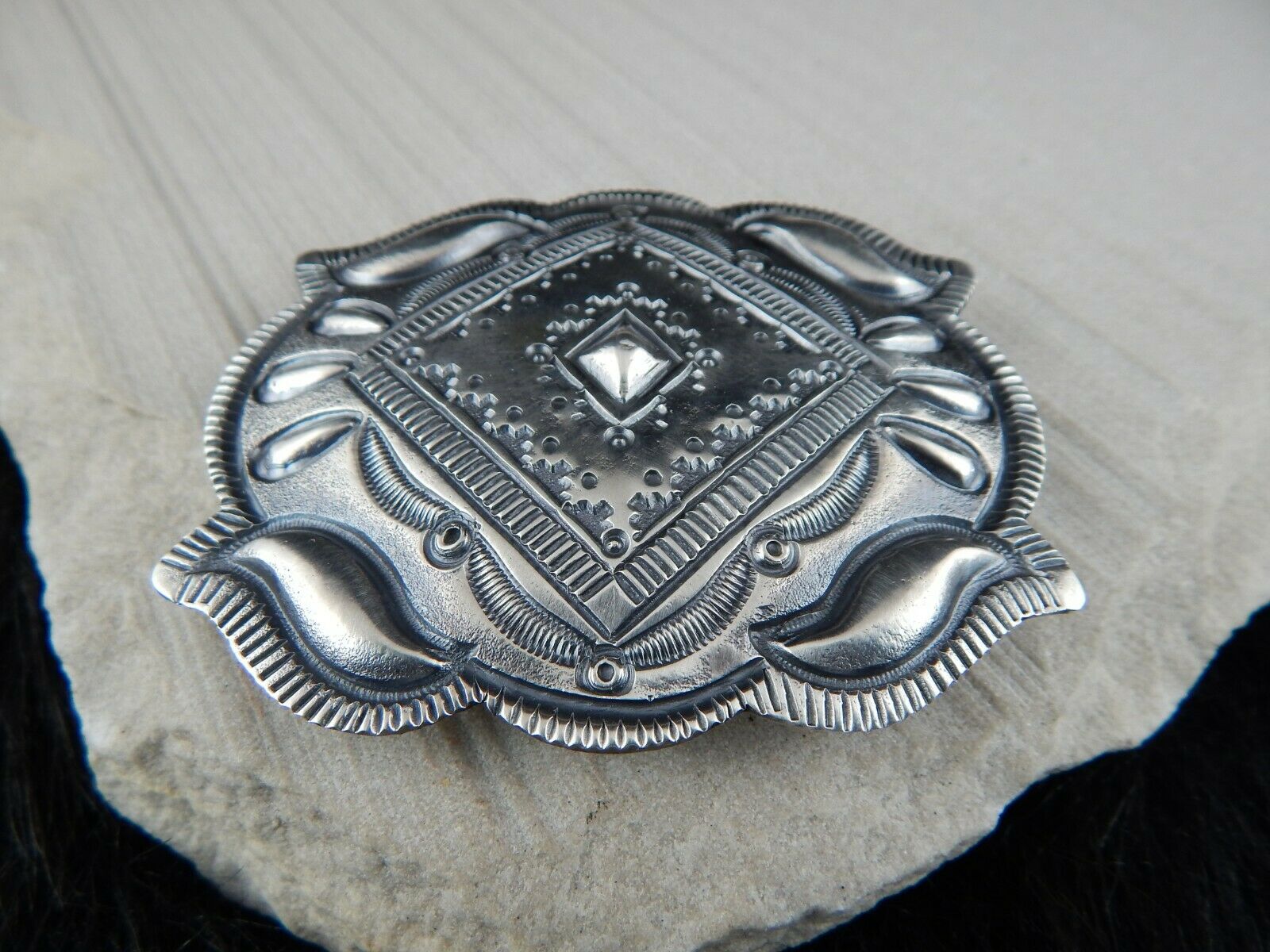 Sterling Silver Belt Buckle - Myron Etsitty - Navajo Buckle - Native American - High Lonesome Trading