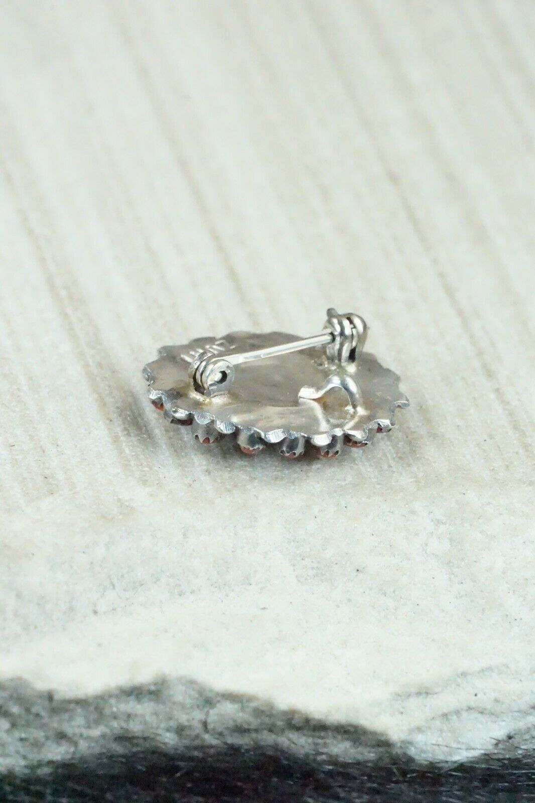 Coral & Sterling Silver Pendant / Pin - Lorencita Walela - High Lonesome Trading