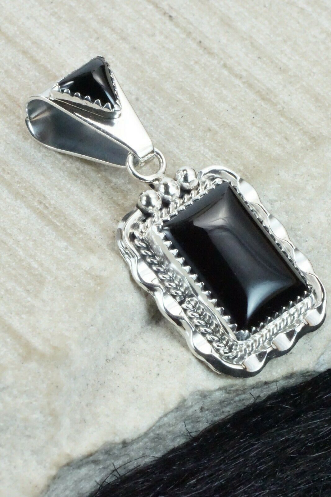 Onyx & Sterling Silver Pendant - Samuel Yellowhair