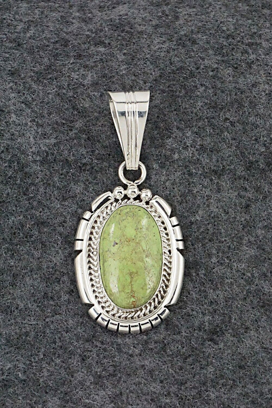Gaspeite & Sterling Silver Pendant - Samuel Yellowhair
