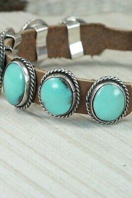 7 Stone Turquoise, Sterling Silver and Leather Bracelet - Danny Martinez - High Lonesome Trading