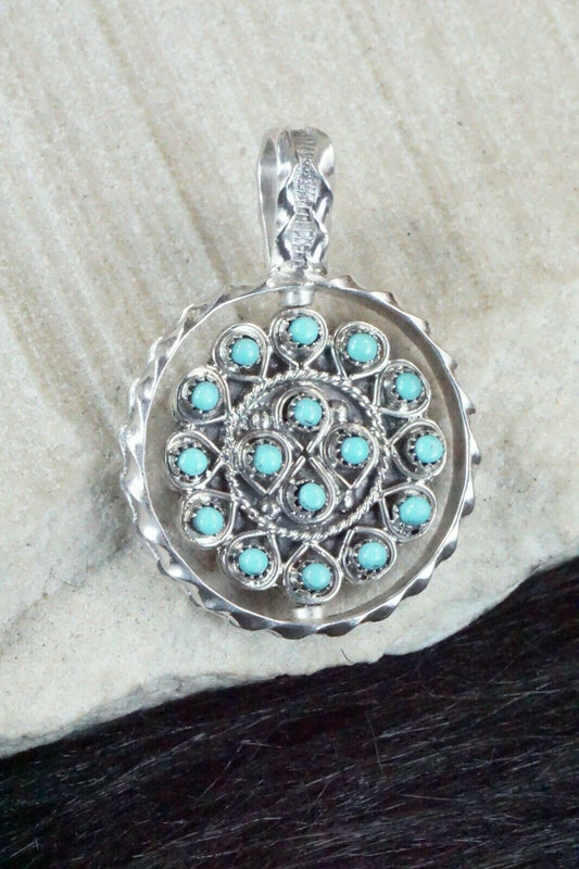 Turquoise, Coral & Sterling Silver Pendant - Waylon Johnson - High Lonesome Trading