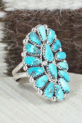 Turquoise and Sterling Silver Ring - Justina Wilson - Size 6.75