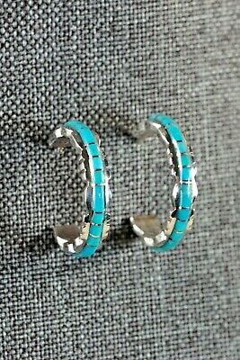 Zuni Turquoise & Sterling Silver Earrings - Sheldon Lalio - High Lonesome Trading