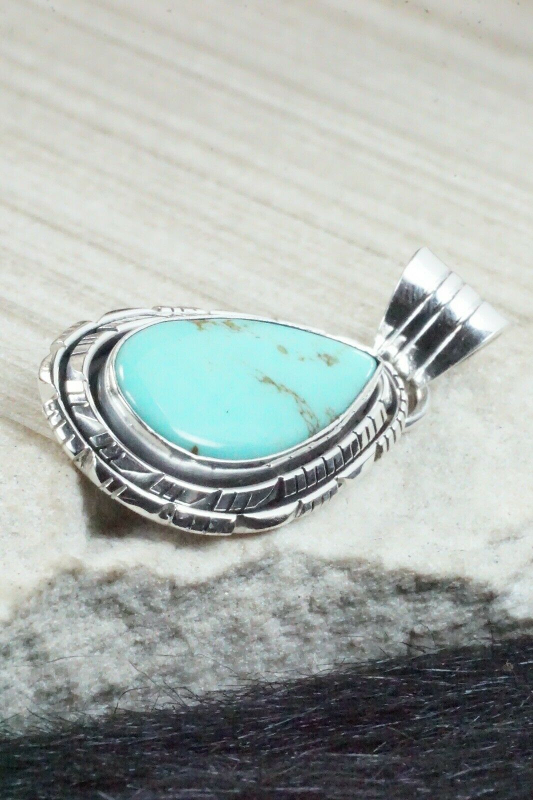 Turquoise & Sterling Silver Pendant - Samuel Yellowhair