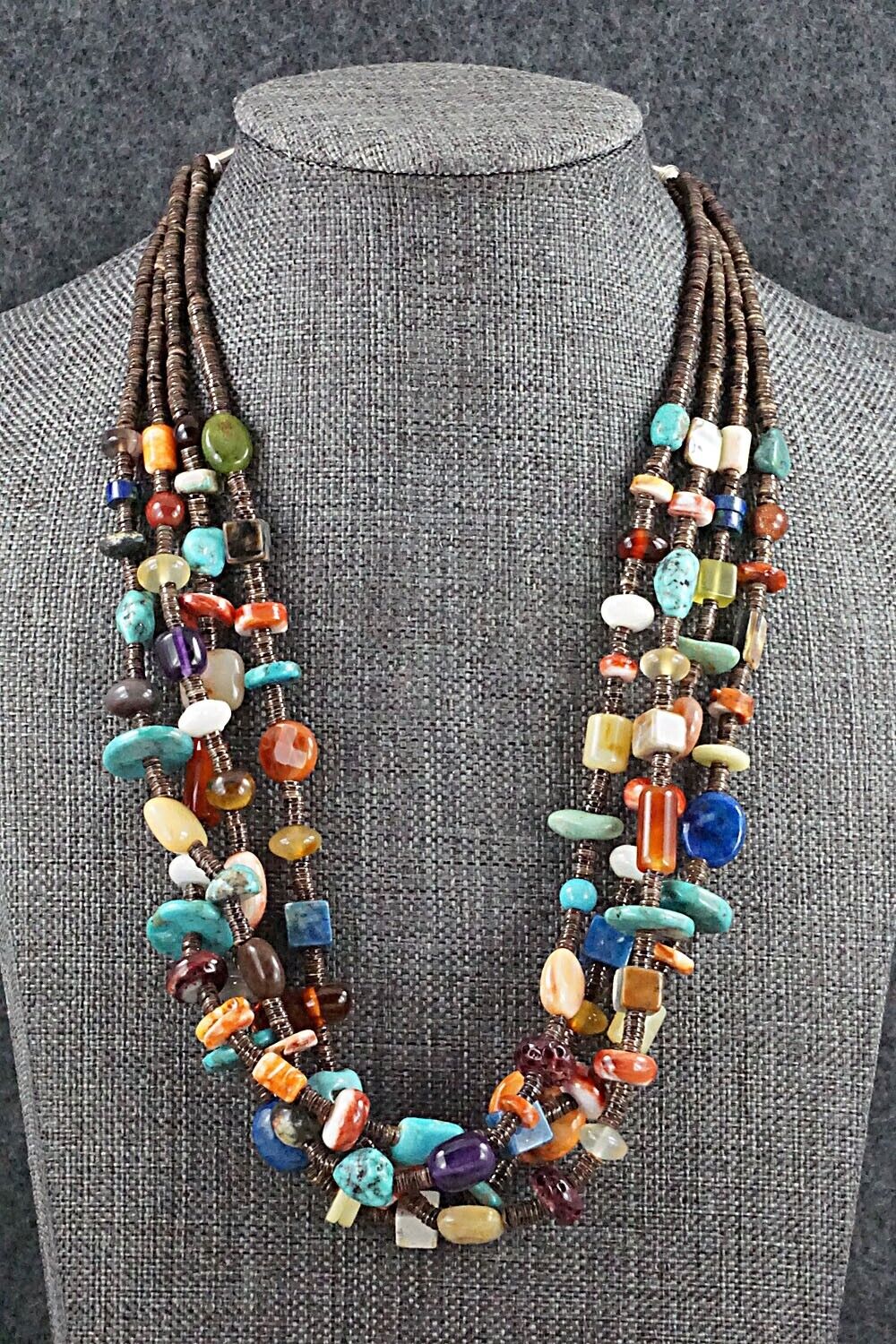 Multi Stone and Sterling Silver Necklace - Helen Tsosie