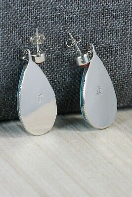Turquoise, Coral & Sterling Silver Earrings - Judy Largo - Navajo