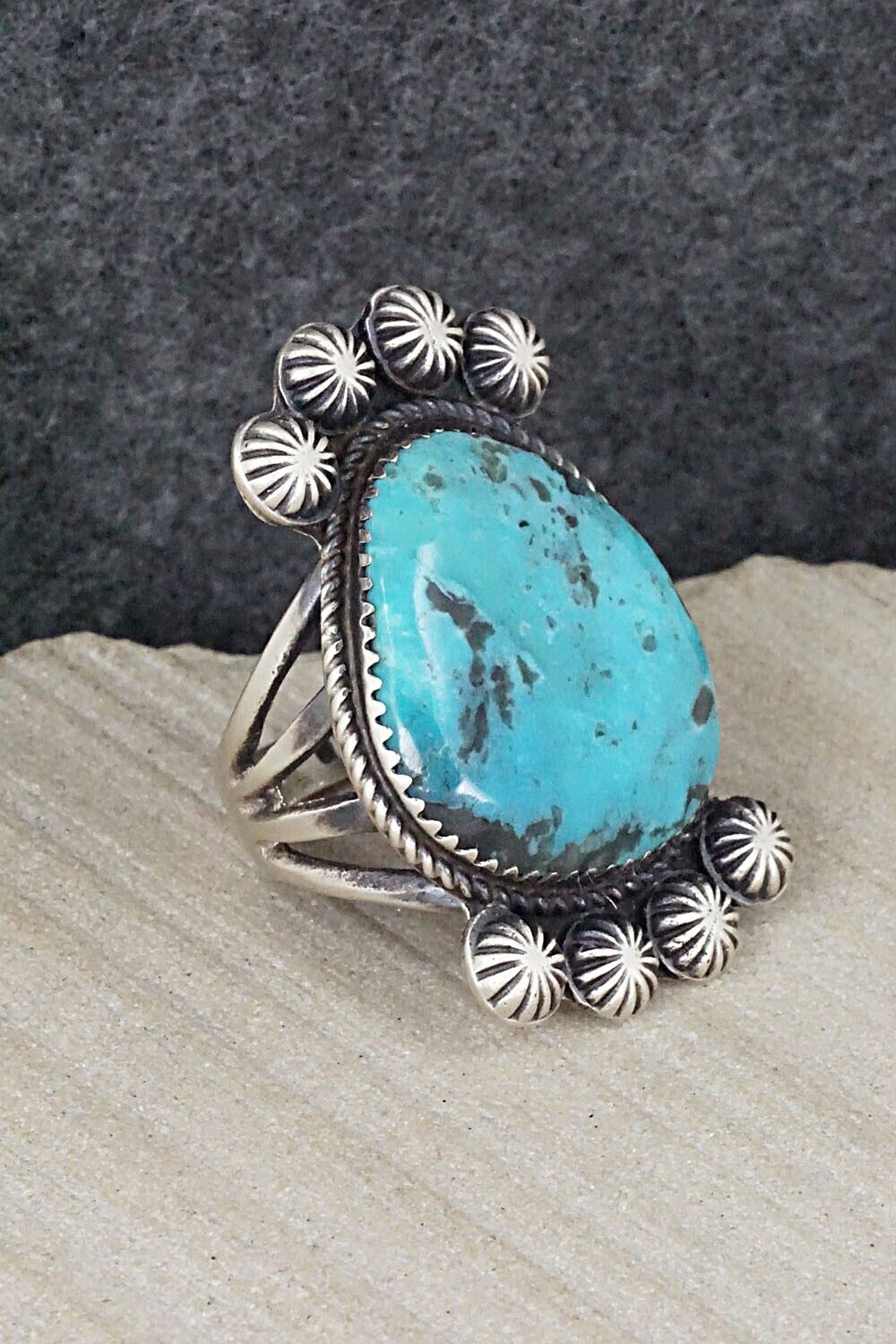 Turquoise and Sterling Silver Ring - Martha Cayatineto - Size 7