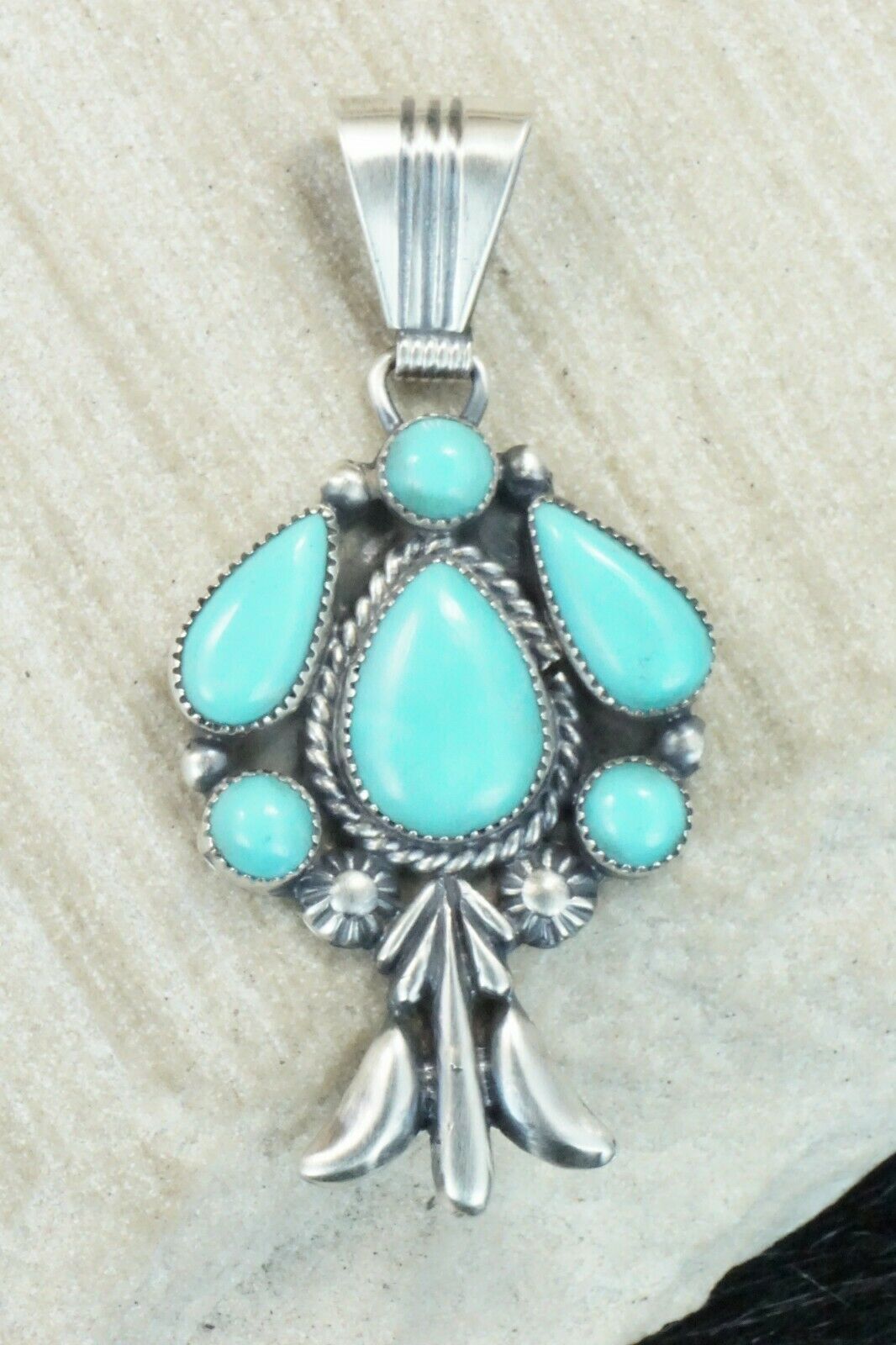 Turquoise and Sterling Silver Pendant - Bobby Platero