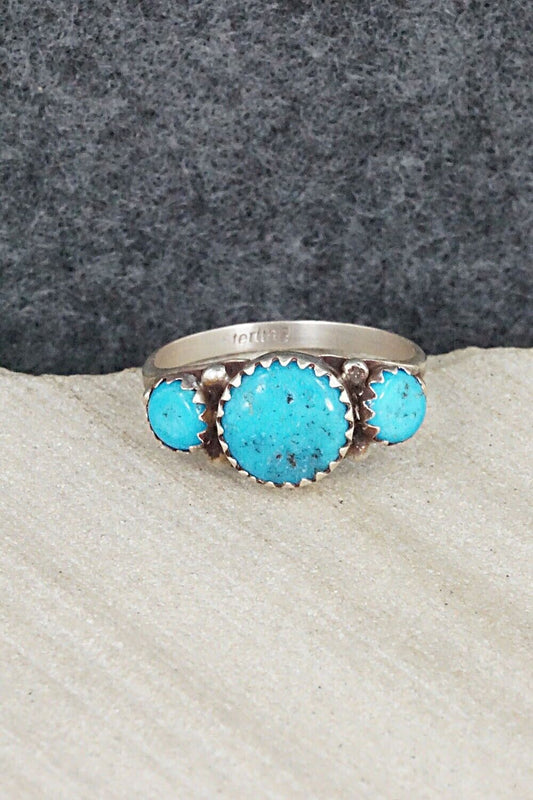 Turquoise & Sterling Silver Ring - Freda Martinez - Size 8